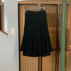 Neesh by dar: women’s black dressy midi skirt formal lace over satin Size M
